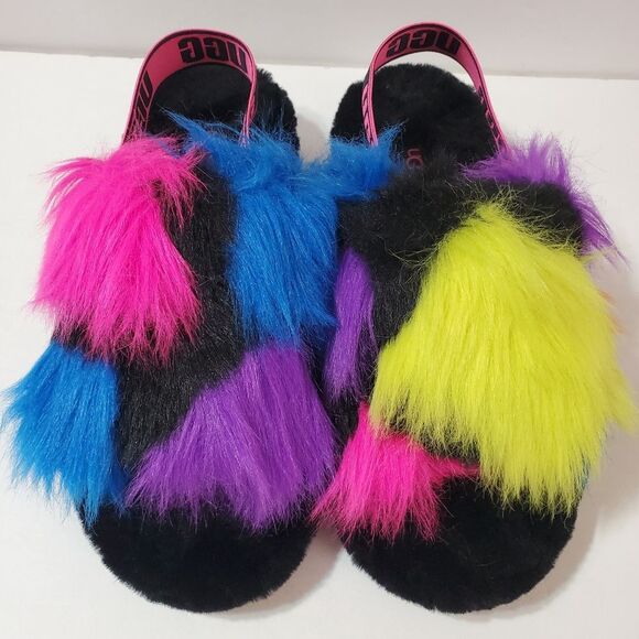 UGG Fluff Yeah Party Spots Slipper Sandals Size 8 - Picture 3 of 9